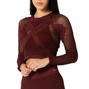 NWT Nux Active All Net Long Sleeve Top in Crimson size M/L Athleisure Yoga Gym